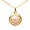 Chanel Gold Plated Faux Pearl Logo Round Pendant Necklace Secondhand