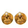 Chanel CC Gold Plated Round Clip On Earrings Secondhand