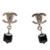 Secondhand Chanel CC Brass Cube Rhinestone Drop Clip On Earrings