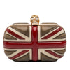 Alexander McQueen Calfskin and Patent Britannia Skull Box Clutch Secondhand