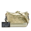 Chanel Small Quilted Metallic Aged Calfskin Gabrielle Hobo Secondhand