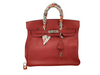 Secondhand Hermes Birkin Handbag Red Ardennes with Gold Hardware