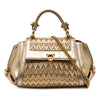 Secondhand Ferragamo Mini Metallic Woven Leather Gancini Sofia Satchel