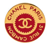 Chanel CC Gold Plated and Enamel Round Brooch Secondhand