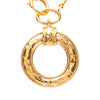 Chanel CC Gold Plated Hammered Round Pendant Necklace Secondhand