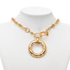 Chanel CC Gold Plated Hammered Round Pendant Necklace Secondhand