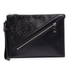 Fendi Zucca Shadow Calfskin Diagonal Front Zip Clutch Secondhand