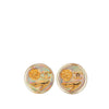 Secondhand Chanel CC Gold Plated Resin Camellia Button Clip On Earrings