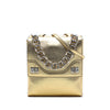 Prada Metallic Leather Double Flap Turn Lock Satchel Secondhand