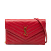 Saint Laurent Grain De Poudre Chevron Monogram Envelope Wallet on Chain Secondhand