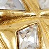 Chanel Gold Plated Strass Diamond Shape Clip On Earrings Secondhand
