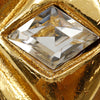 Chanel Gold Plated Strass Diamond Shape Clip On Earrings Secondhand