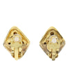 Chanel Gold Plated Strass Diamond Shape Clip On Earrings Secondhand