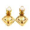 Chanel Gold Plated Strass Diamond Shape Clip On Earrings Secondhand