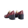 Secondhand Miu Miu Burgundy Python Leather Block Heel Penny Loafers