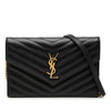 Saint Laurent Grain De Poudre Chevron Cassandre Envelope Chain Wallet Secondhand
