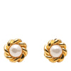 Secondhand Chanel Gold Plated Faux Pearl Flower Clip On Earrings