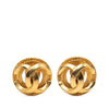 Secondhand Chanel CC Gold Plated Round Clip on Earrings