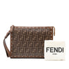 Fendi Studded Leather Trimmed Zucca Coated Canvas Clutch Secondhand