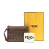 Fendi Studded Leather Trimmed Zucca Coated Canvas Clutch Secondhand