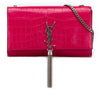 Saint Laurent Medium Croc Embossed Leather Kate Tassel Crossbody Secondhand