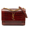 Saint Laurent Medium Croc Embossed Leather Monogram Sunset Crossbody Secondhand