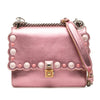 Fendi Small Metallic Scalloped Leather Studded Pearl Kan I Crossbody Secondhand