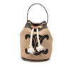 Secondhand Celine Small Triomphe Raffia Drawstring Bucket Bag