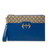 Gucci GG Supreme and Calfskin Cut Out Interlocking G Clutch Secondhand