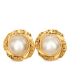 Chanel CC Gold Plated Faux Pearl Clip On Earrings Secondhand