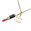 Chanel Gold Plated CC Lipstick Pendant Necklace Secondhand