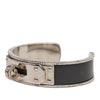 Hermès Leather and Palladium Plated Kelly Cuff Bracelet Secondhand