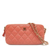 Chanel CC Quilted Caviar Double Zip Clutch With Chain Secondhand