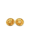 Chanel CC Gold Plated Sunburst Round Clip On Earrings Secondhand