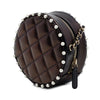 Chanel CC Quilted Metallic Lambskin Pearl Studded Round Clutch with Chain Secondhand