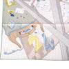 Secondhand Hermès “Mystère Au 24” Gris Perle, Vert & Jaune Silk Carré 90 Scarf By Jonathan Burton