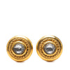 Chanel Gold Plated Rhinestone Rope Border Clip On Earrings Secondhand