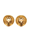 Chanel Gold Plated Rhinestone Rope Border Clip On Earrings Secondhand