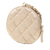 Chanel Mini CC Metallic Lambskin Camellia Bouquet Round Zip Coin Pouch Secondhand