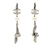 Chanel CC Brass Plated Faux Pearl Ribbon Knot Dangle Earrings Secondhand