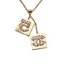 Chanel CC Gold Plated Strass No 5 Double Square Pendant Necklace Secondhand
