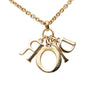 Dior Gold Plated Strass Logo Pendant Necklace Secondhand