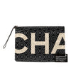 Chanel Coated Canvas Camellia Logo Wristlet Clutch Secondhand