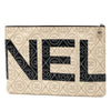 Chanel Coated Canvas Camellia Logo Wristlet Clutch Secondhand