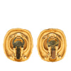 Chanel Gold Plated Quilted Large Crystal Clip On Earrings Secondhand