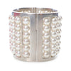 Secondhand Chanel Silver Plated Wide Pearl Cuff Bracelet