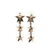 Chanel CC Gold Plated Triple Star Drop Bullet Back Earrings Secondhand