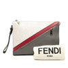 Fendi Zucca Coated Canvas FF 1974 Diagonal Vitello Liberty Front Zip Clutch Secondhand