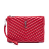 Secondhand Saint Laurent Chevron Leather Monogram Zip A5 Wristlet Pouch