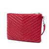 Saint Laurent Chevron Leather Monogram Zip A5 Wristlet Pouch Secondhand